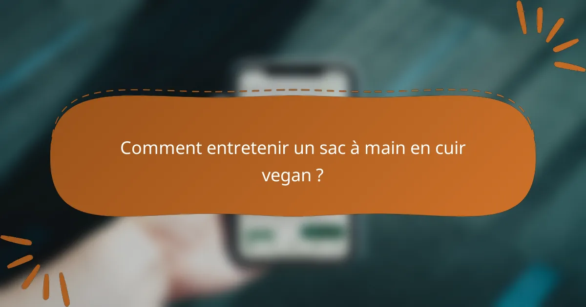 Comment entretenir un sac à main en cuir vegan ?