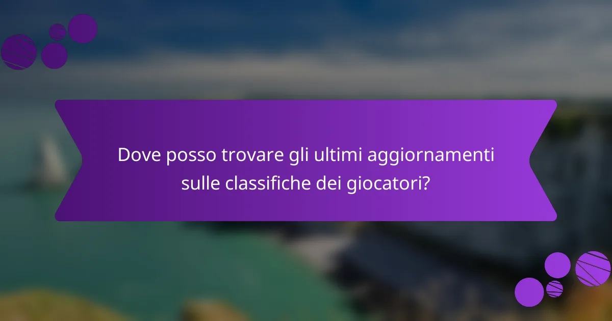 Dove posso trovare gli ultimi aggiornamenti sulle classifiche dei giocatori?