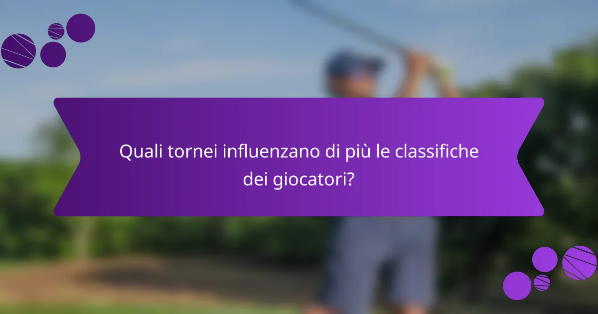 Quali tornei influenzano di più le classifiche dei giocatori?