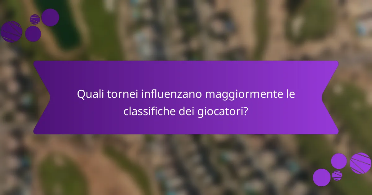 Quali tornei influenzano maggiormente le classifiche dei giocatori?